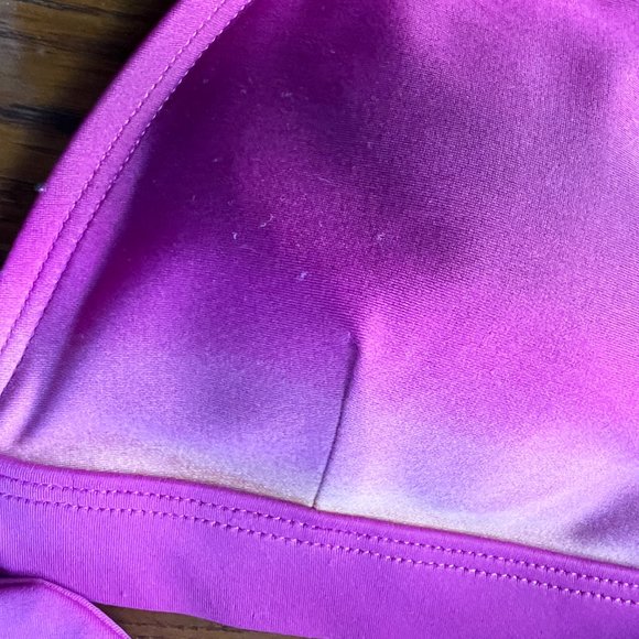 Patagonia Ombré Fuchsia and Lemon/Orange Halter Tie Swim Top Size Medium - Picture 7 of 8